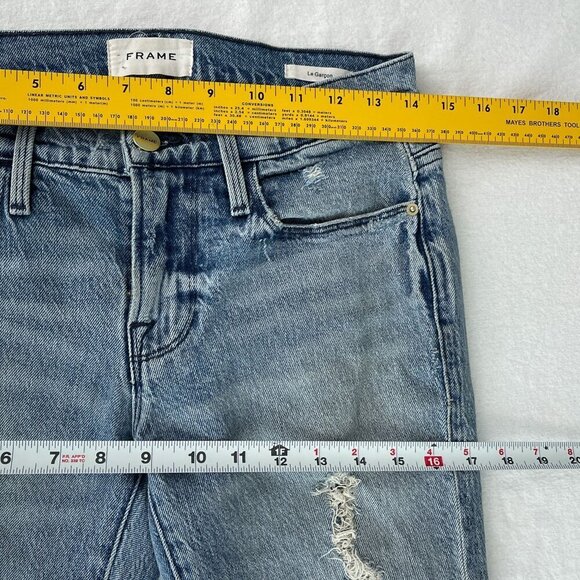 Frame Le Garcon with Rips in Beldon Jeans Distressed Light Wash Women 24 - Picture 10 of 13
